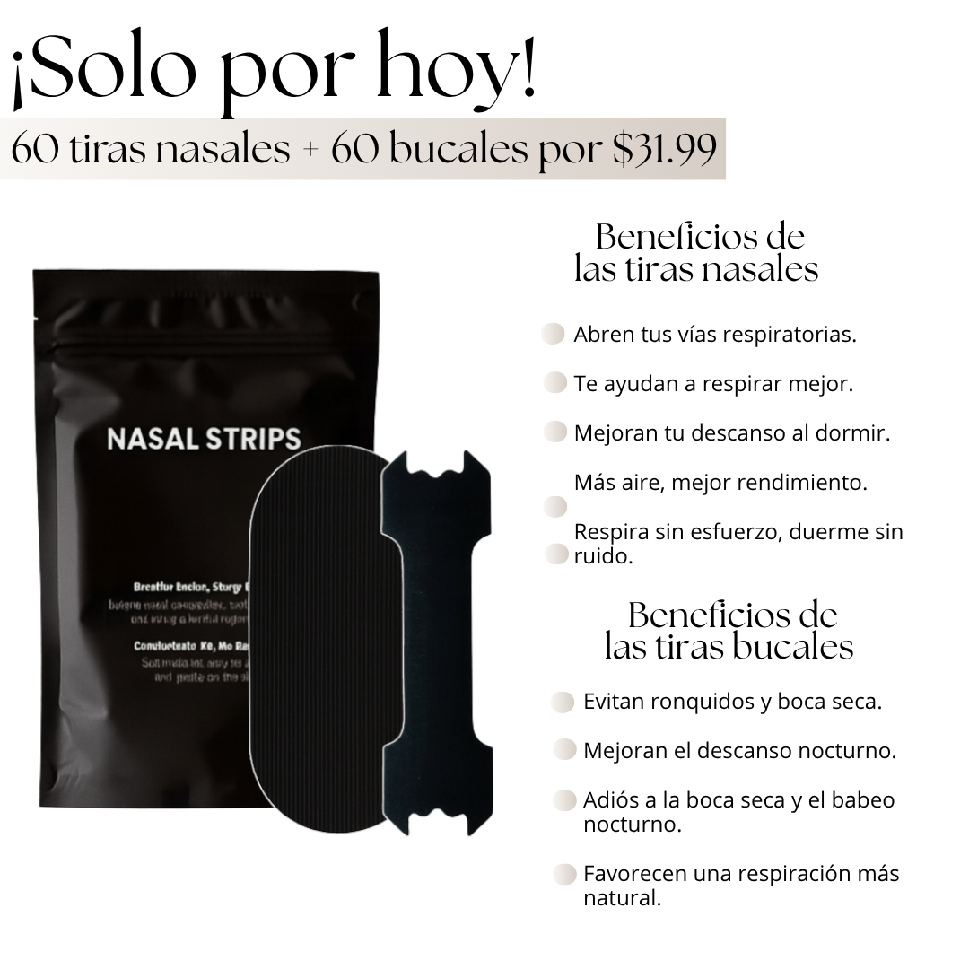 Tiras Nasales & Bucales Anti Ronquidos & Deporte / 60 tiras nasales & 60 tiras bucales