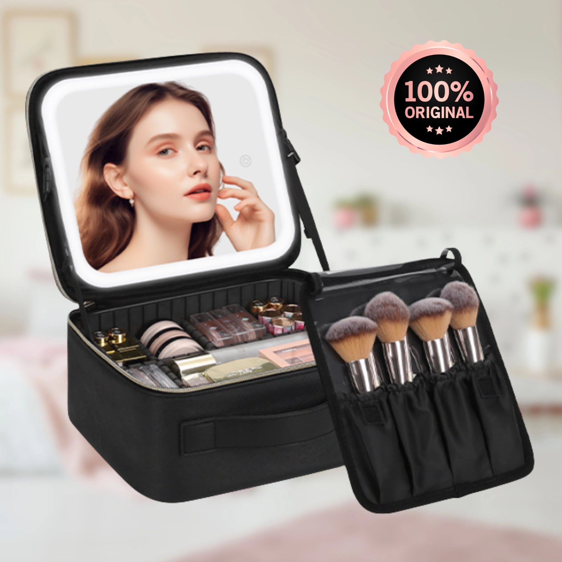 SKGLAMVANITY® / Cosmetiquera Con Espejo Led