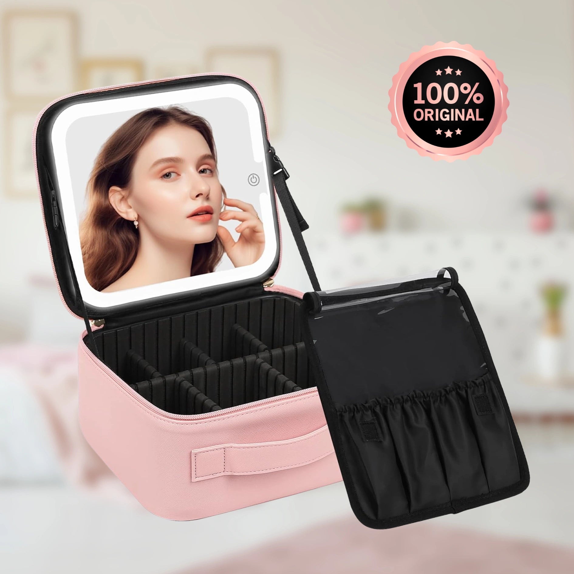 SKGLAMVANITY® / Cosmetiquera Con Espejo Led