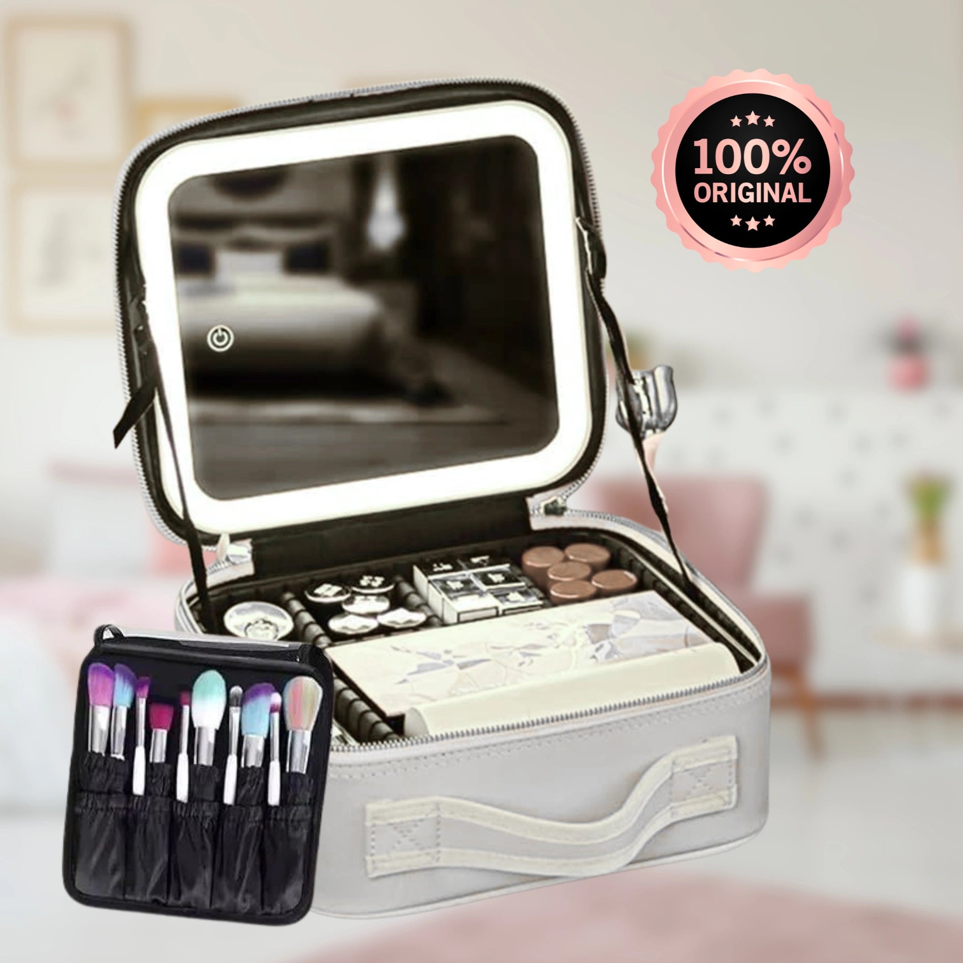 SKGLAMVANITY® / Cosmetiquera Con Espejo Led