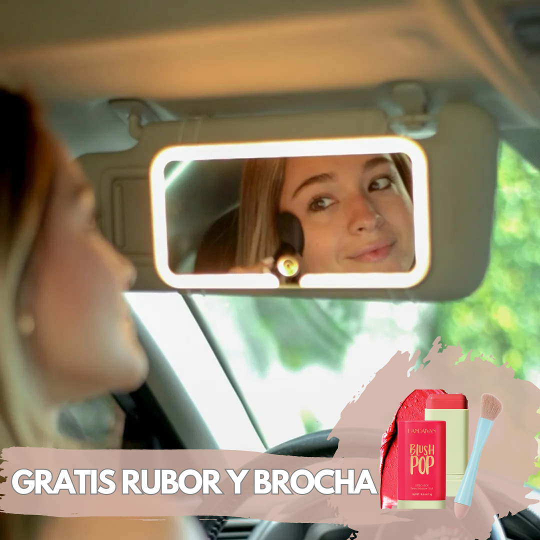 ESPEJO LED PARA EL CARRO- GRATIS RUBOR Y BROCHA 4EN1